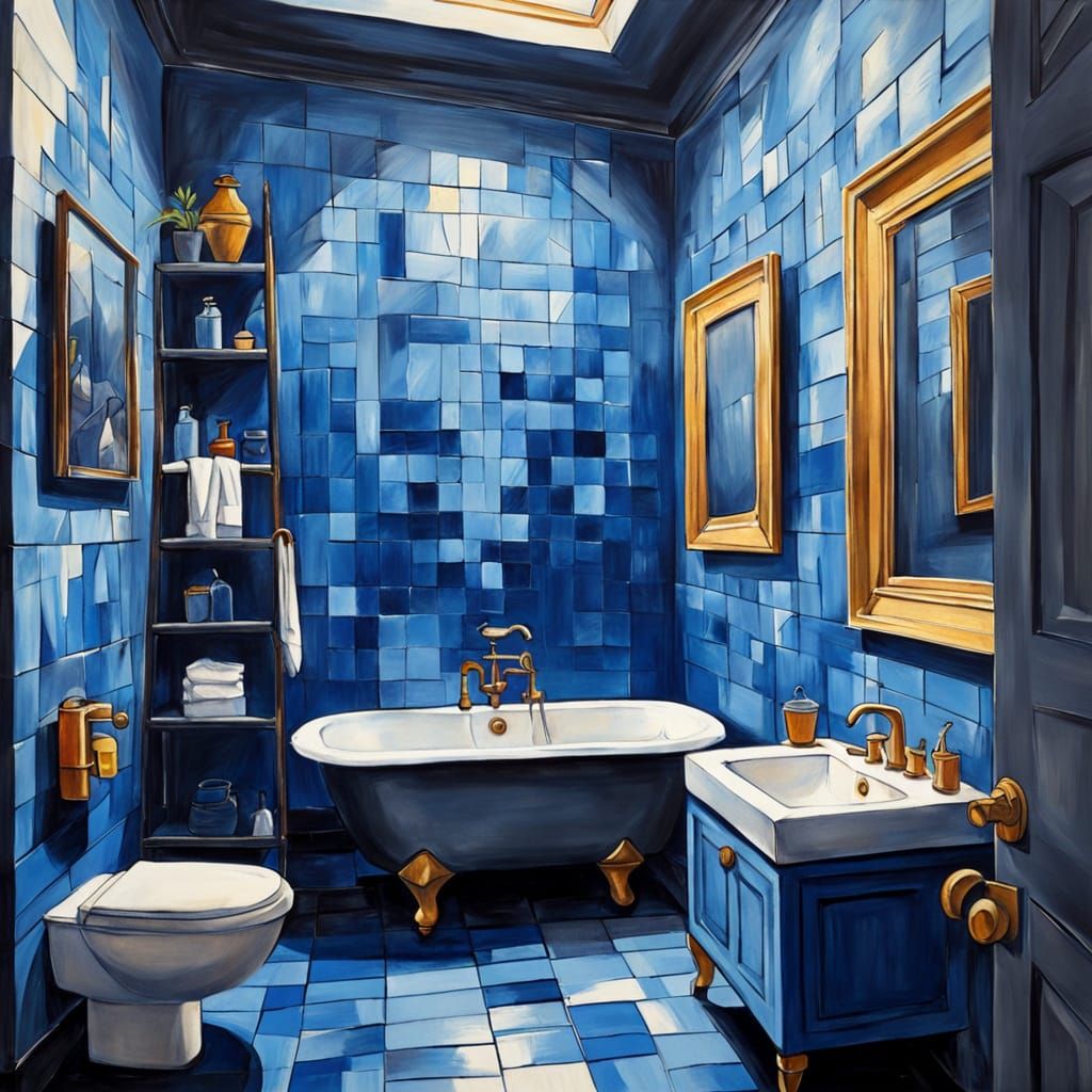 une belle salle de bain bleu
