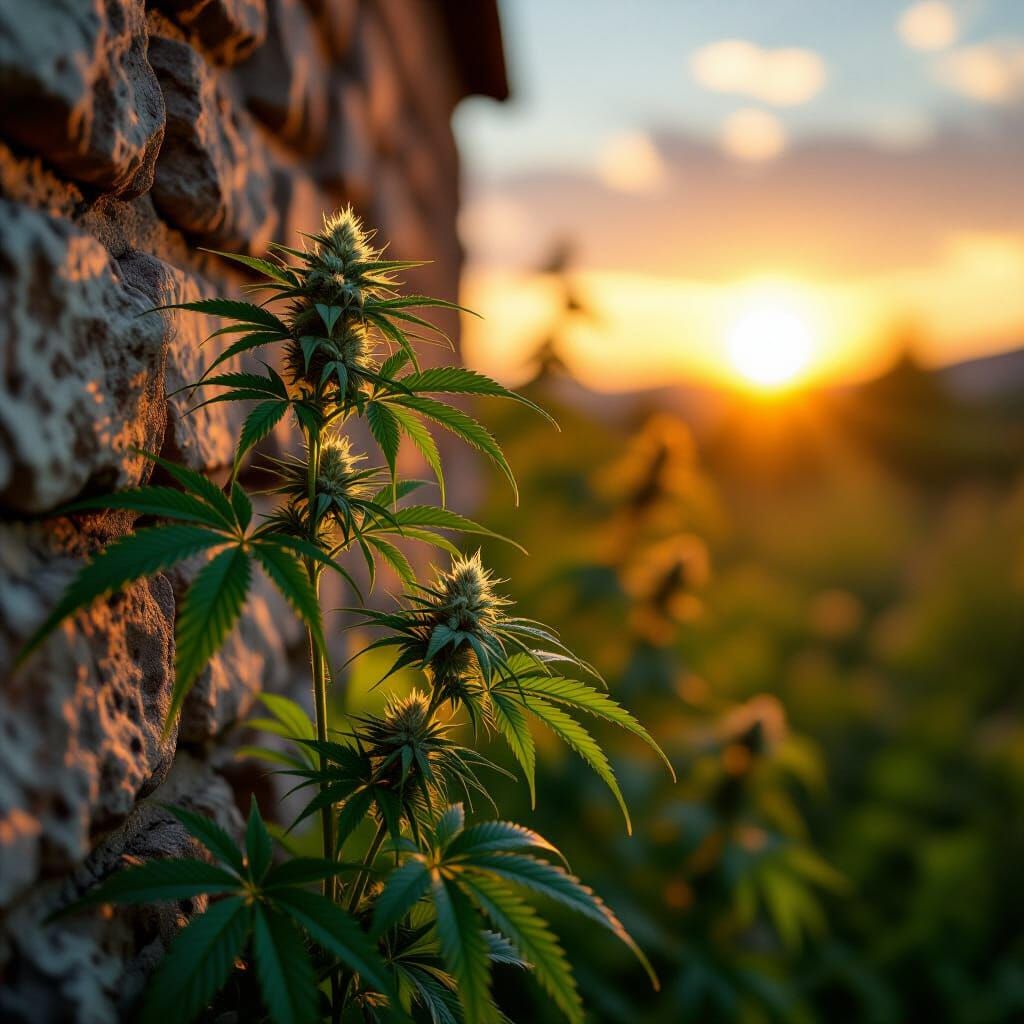 Photorealistic Cannabis Plant in Late Bloom