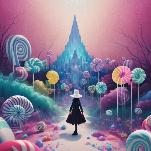 Alice in Candyland: Hyper-Realistic Candy Art Illustration