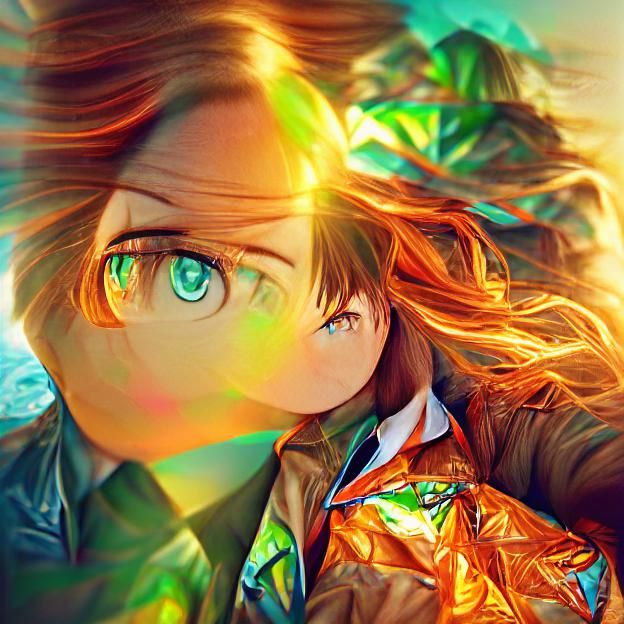 Portrait of Girl with Brown-Gold Hair in Volumetric Lighting