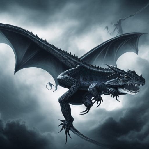 Epic Dragons and Lizards in Nebula Night Sky