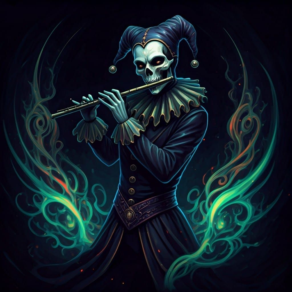 Sinister Jester in UV Paint, Inkpunk Horror Art