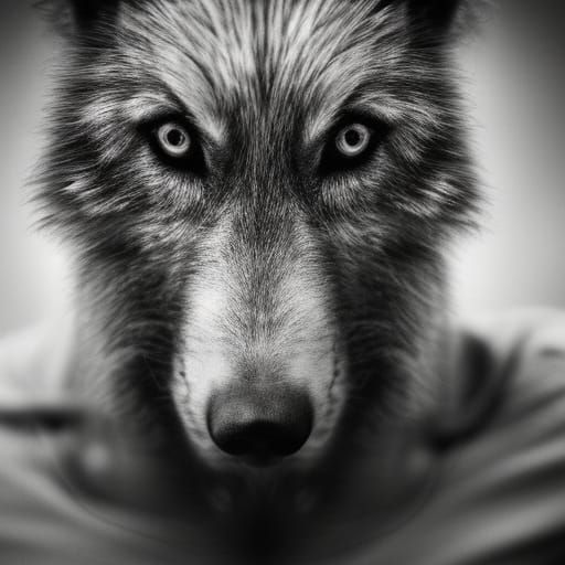 Dramatic Wolf Portrait in Ambient Light