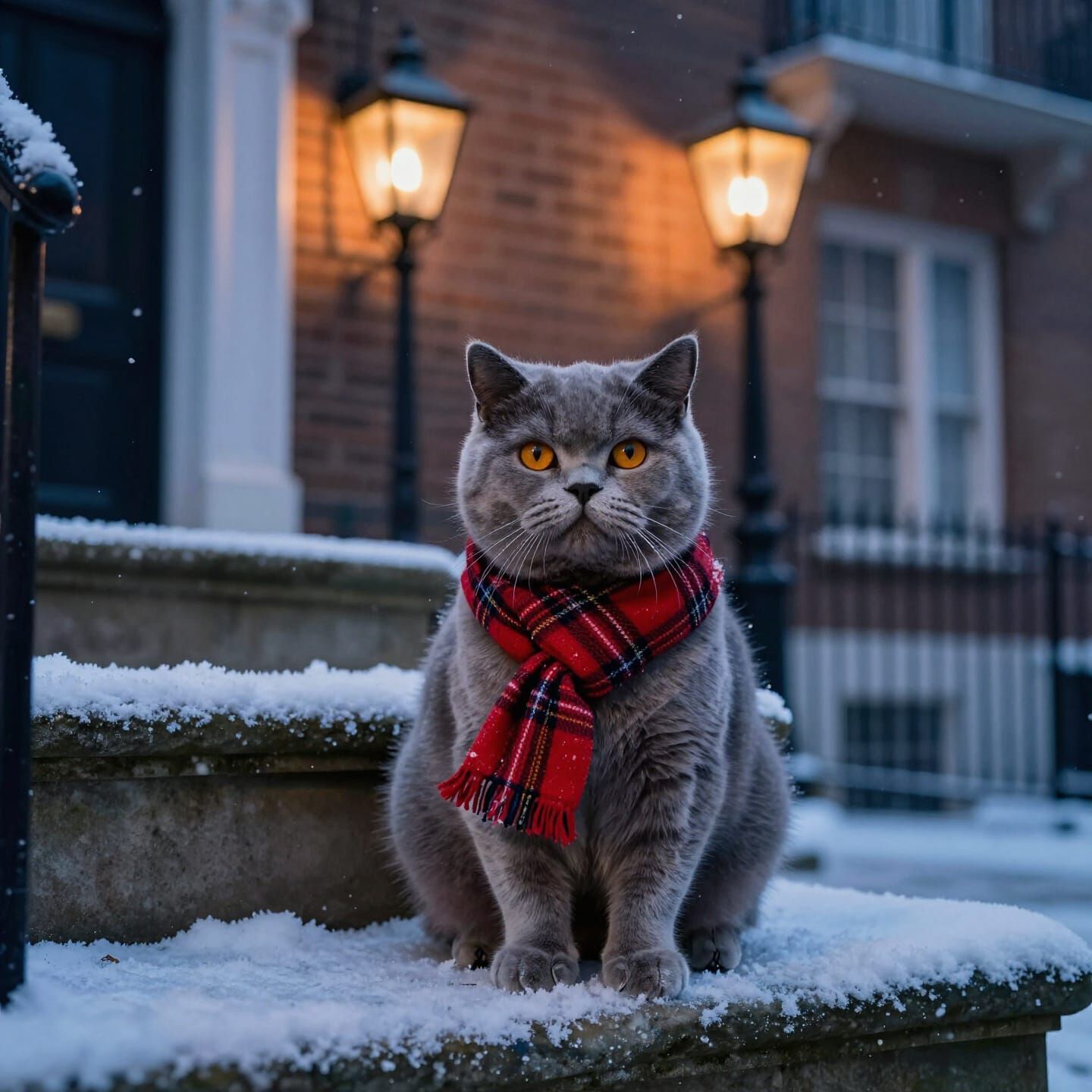 Cinematic Portrait of British Shorthair Cat in Victorian Tow...