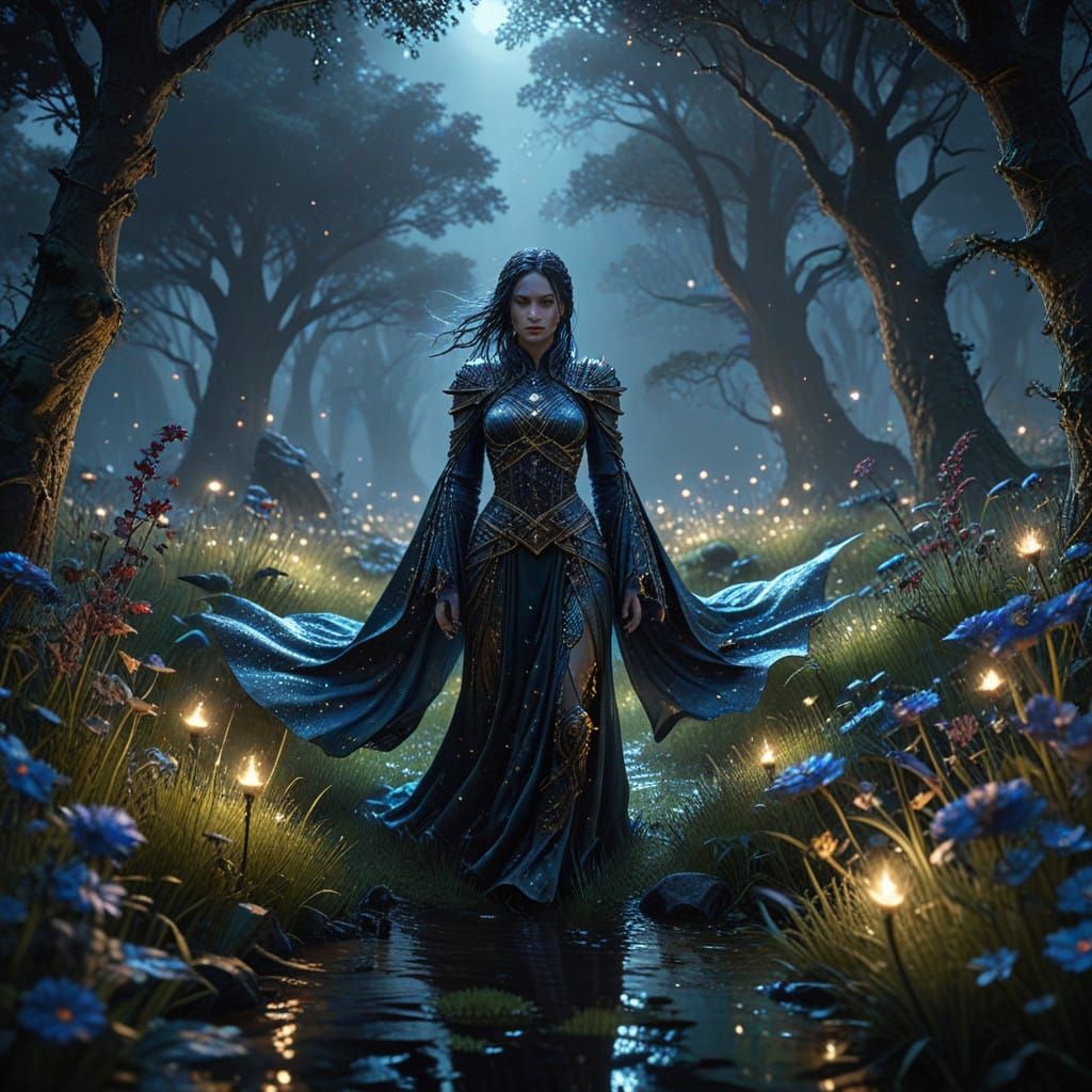 Ethereal Figure Emerges Under Starry Night Canvas in Cinemat...