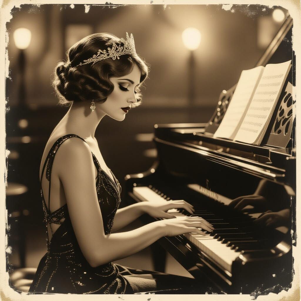 Vintage Sepia Photograph of 1920s Beauty Queen