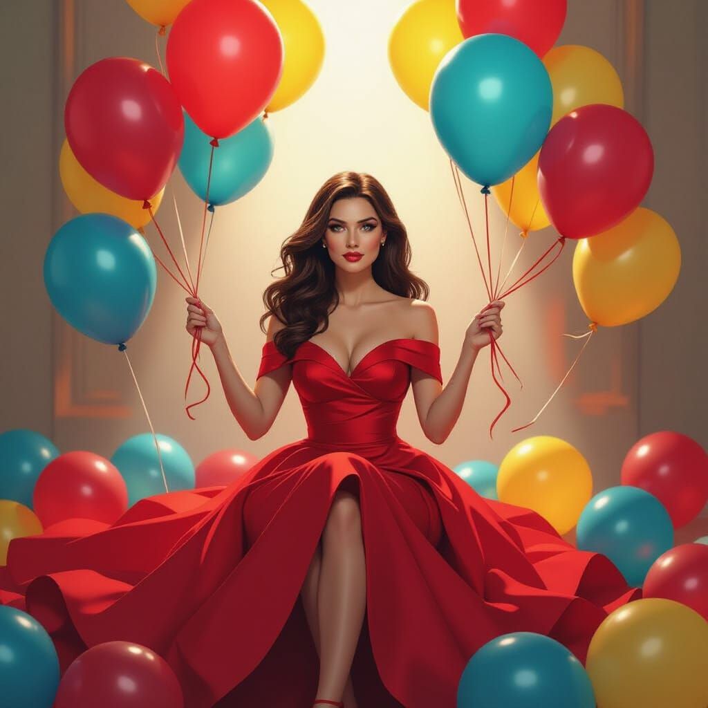 Scarlet Witch Pops Balloons in Stylized Cartoon Art