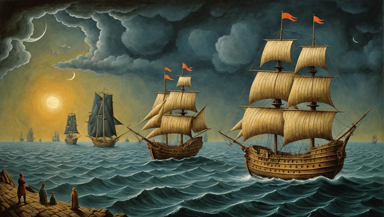 Surreal Ships Inspired by Early 20th Century Masters