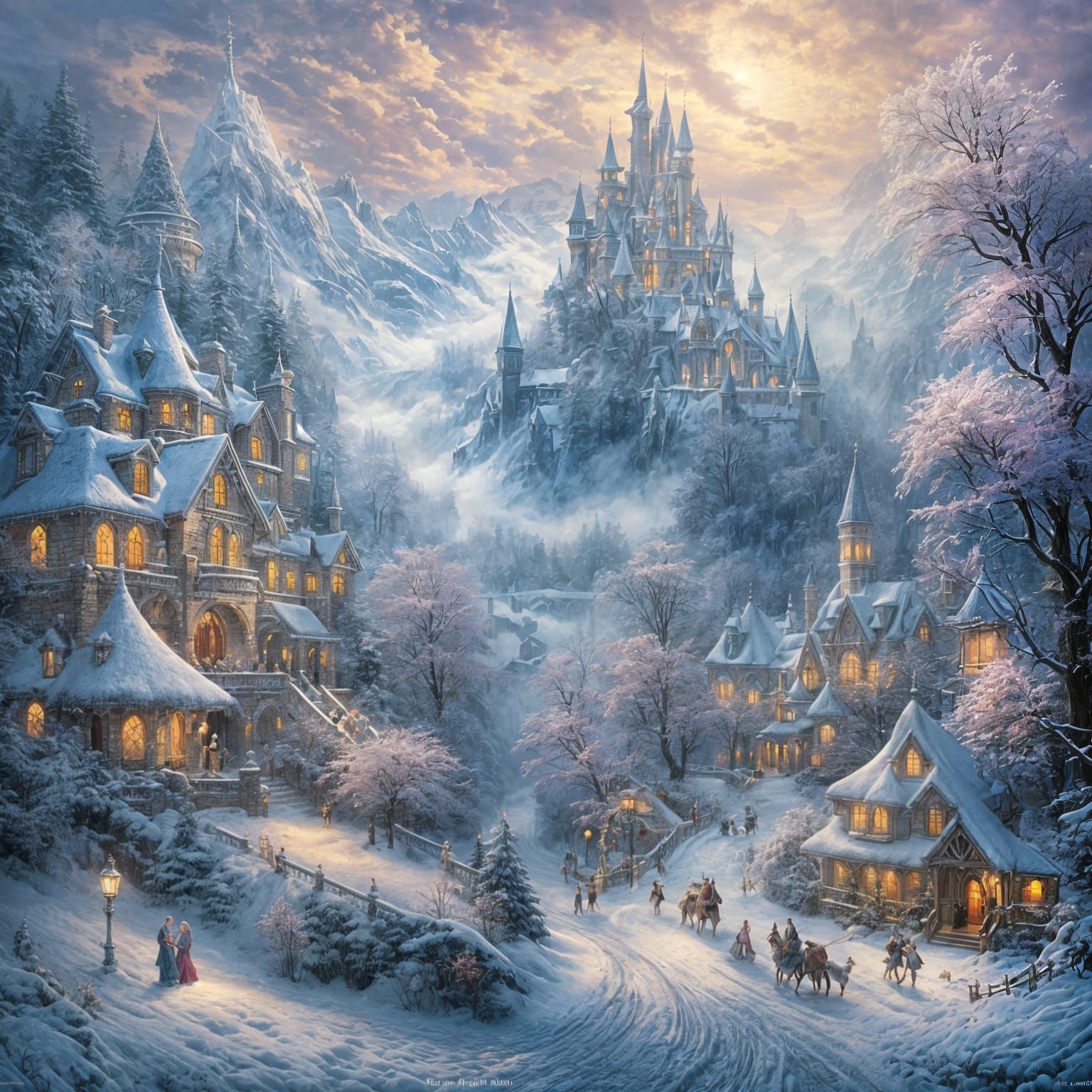Ethereal Snow Queen in Hyperdetailed Fantasy Landscape