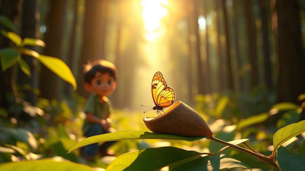 Butterfly Emerges: A Pixar-Style 3D Rendering