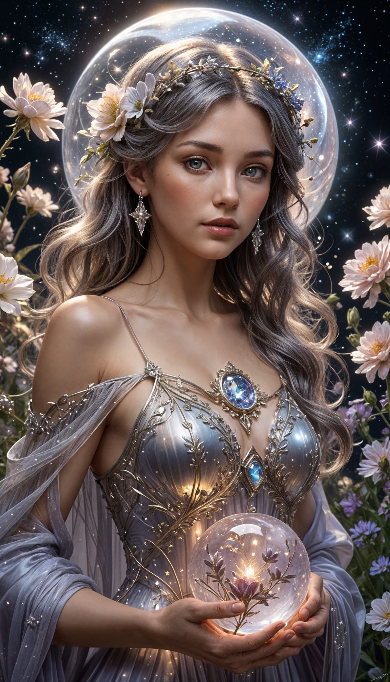 Bioluminescent Beauty in a Starry Gown