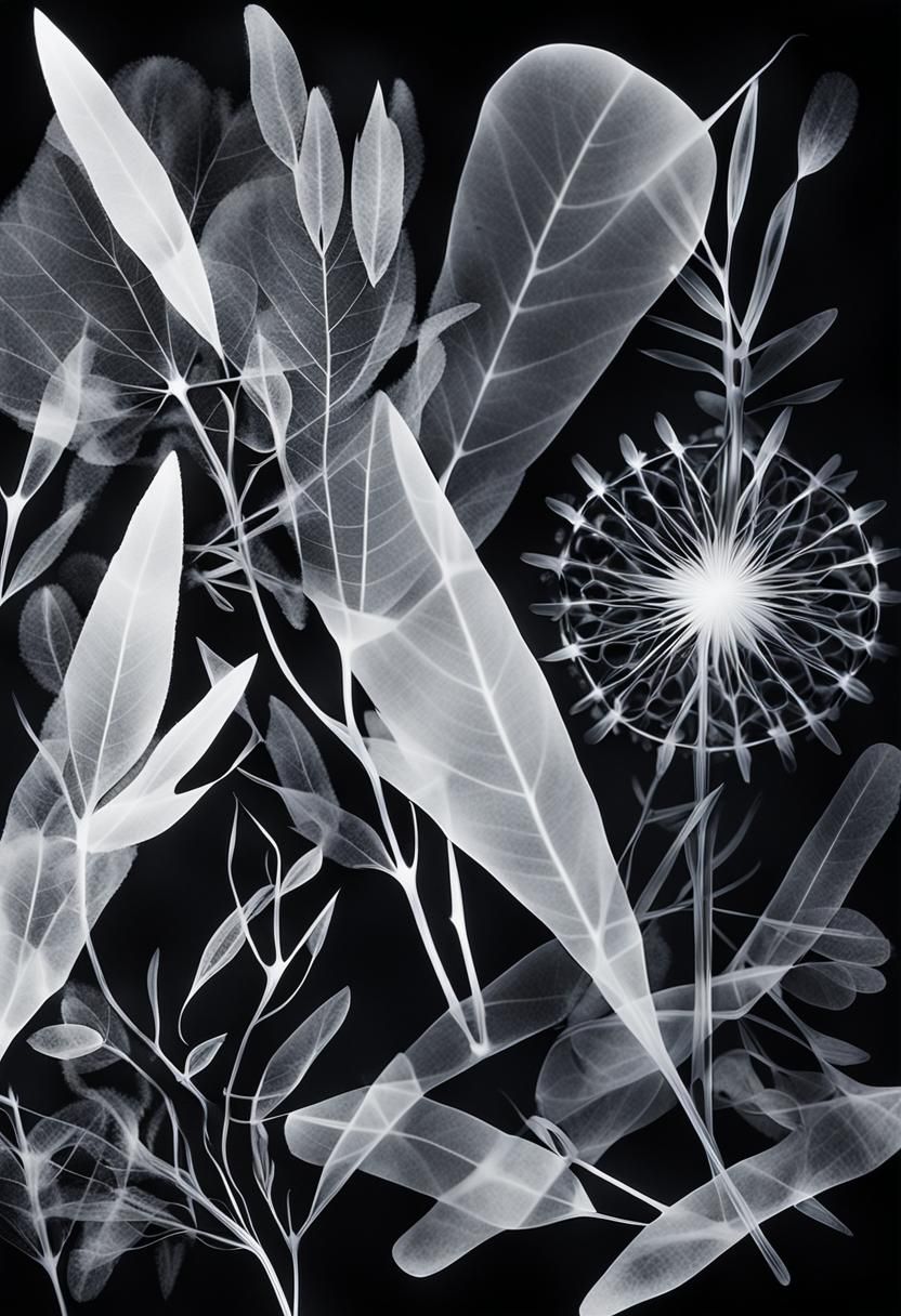 Skeleton Photogram with Intricate Black and White Patterns