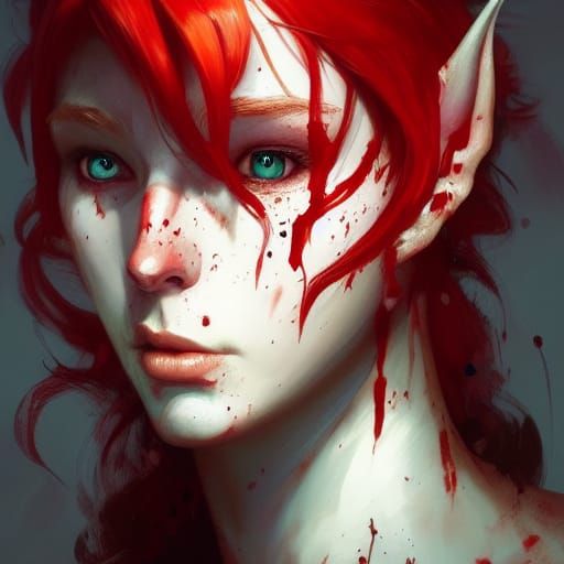 Hyperdetailed Portrait of a Red-Haired Elf