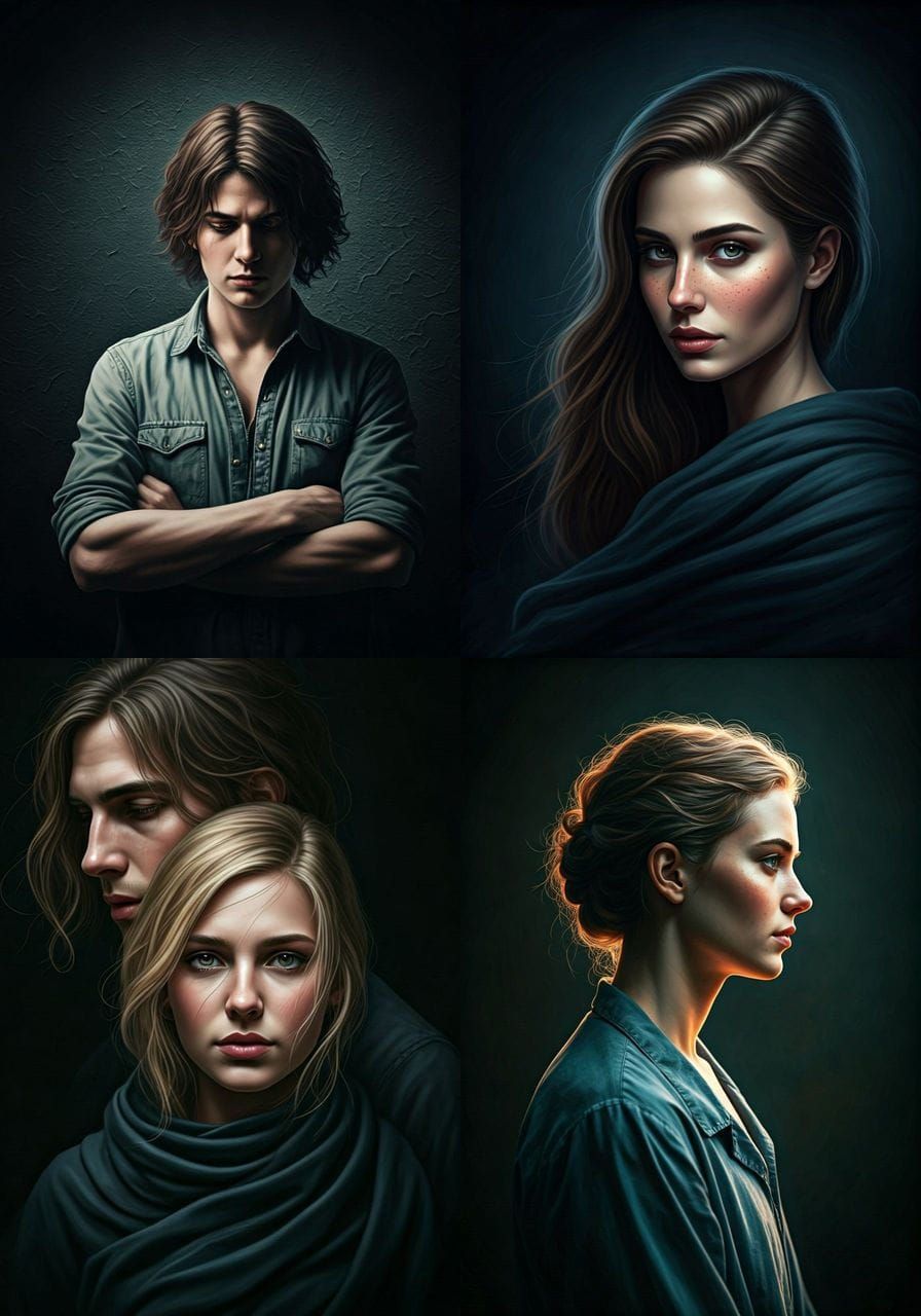 Emotional Portrait of Inner Turmoil and Yearning for Love