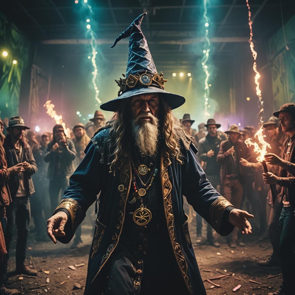 Wizard Gandalf Raving: A Cinematic Film Still