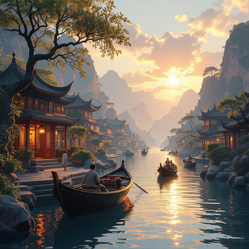 Hyperrealistic Digital Matte Painting with Golden Hour Glow
