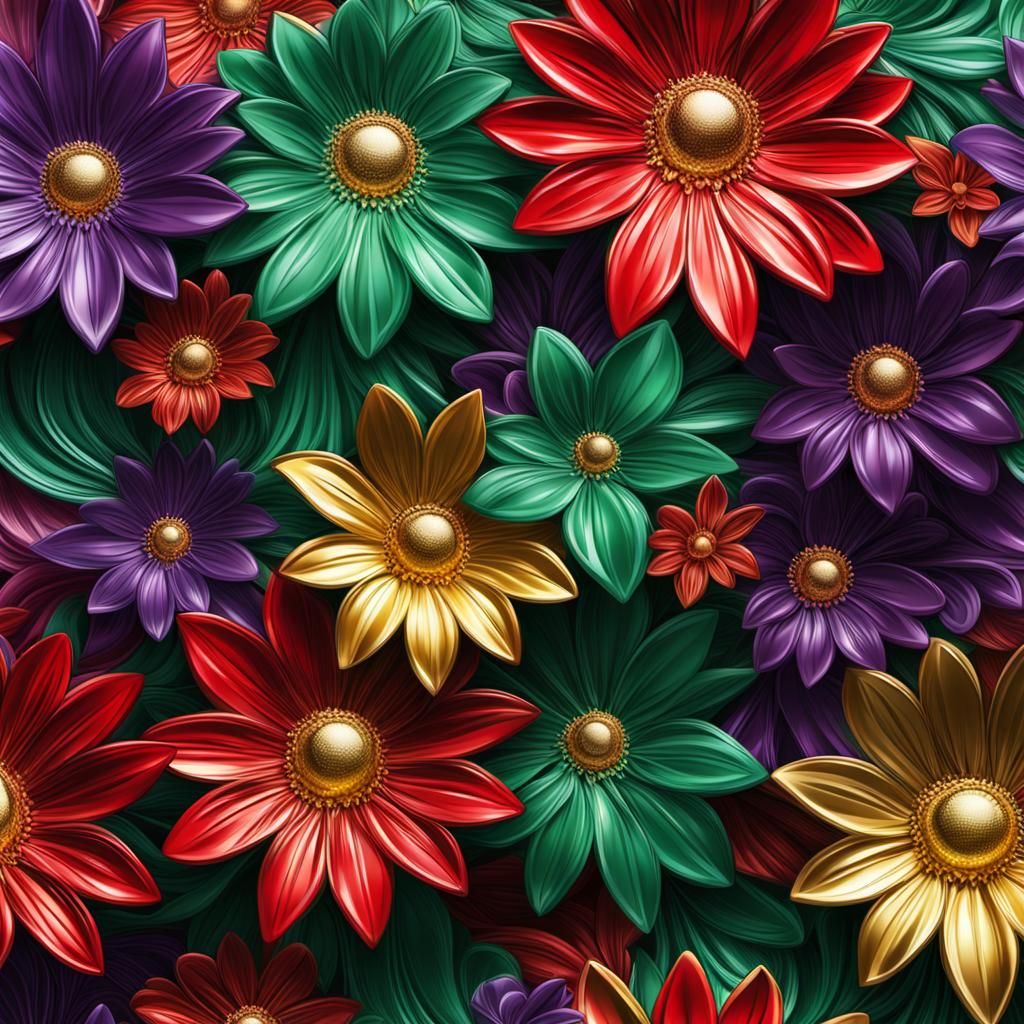 Hyperrealistic Colorful Flowers in Graffiti Art Style