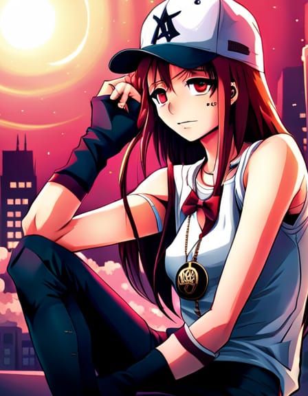 Fallen Angel Rapper in Anime Style