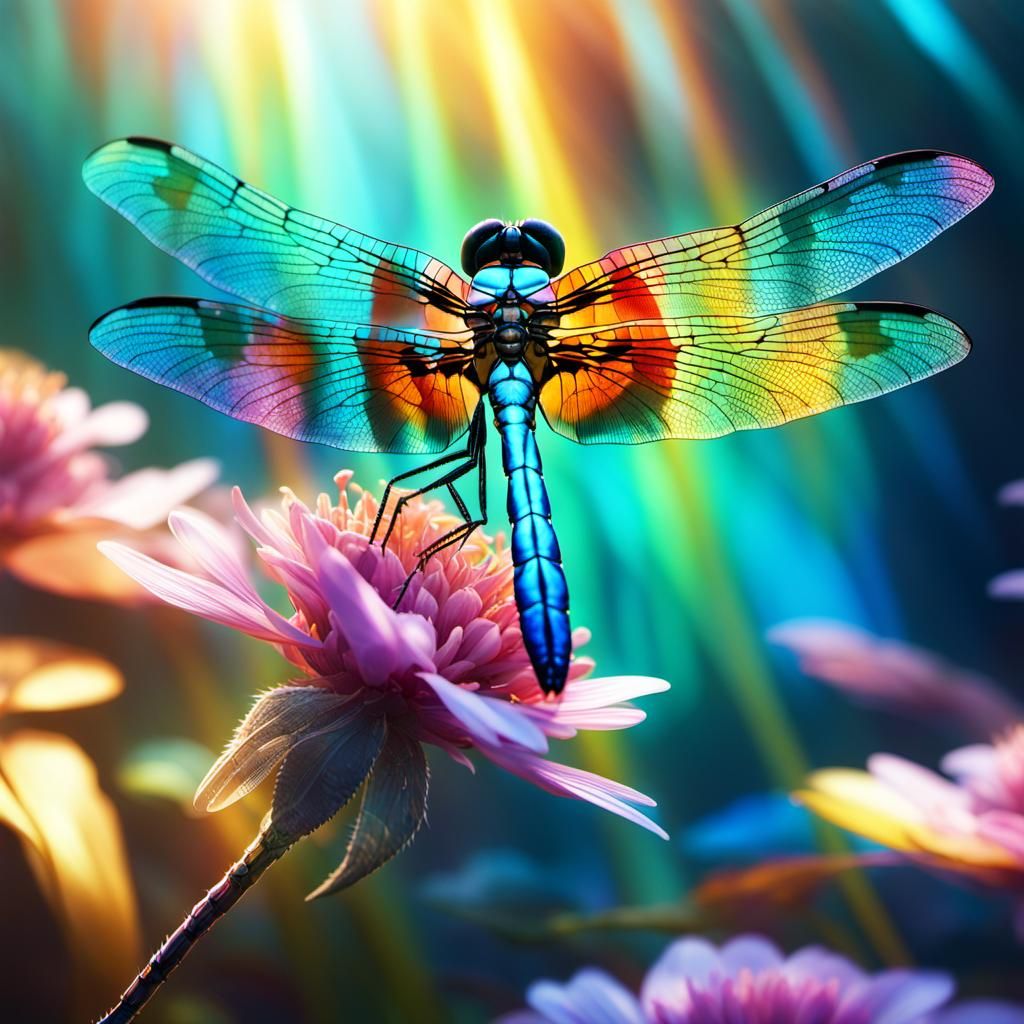 Vibrant Dragonfly in Iridescent Glory
