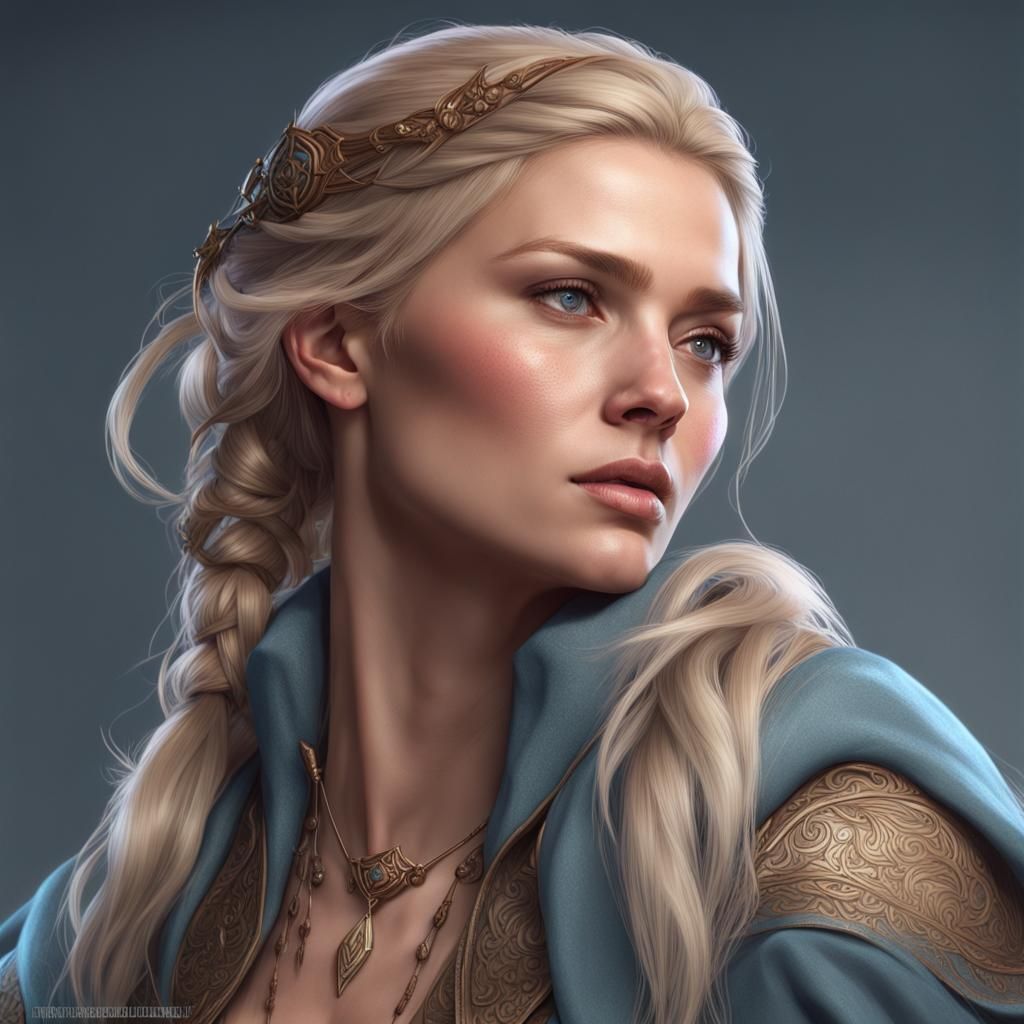 Detailed Portrait of Nordic Woman in Artstation Style