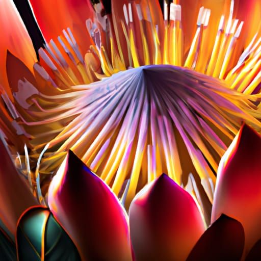 Protea Flower Close-Up: Geometric Pop Art in Digital 8K