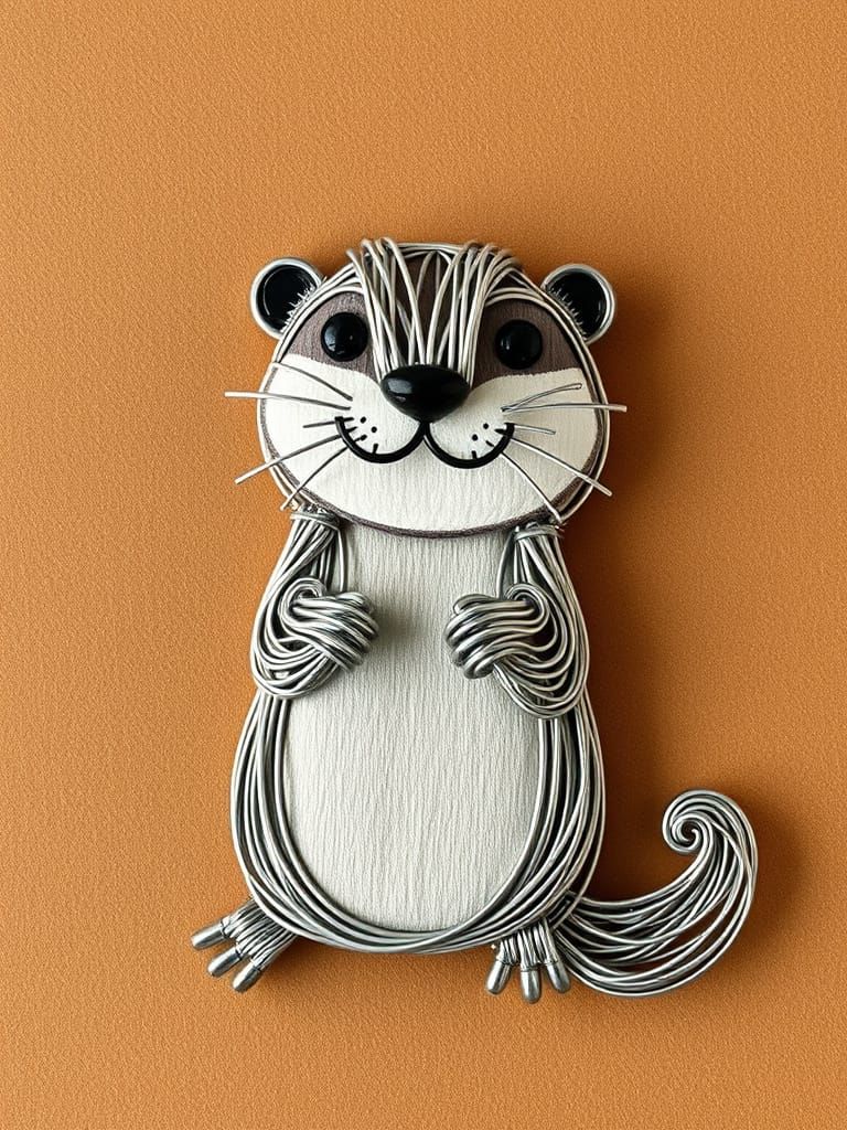 Delightful Metal Wire Otter Sculpture
