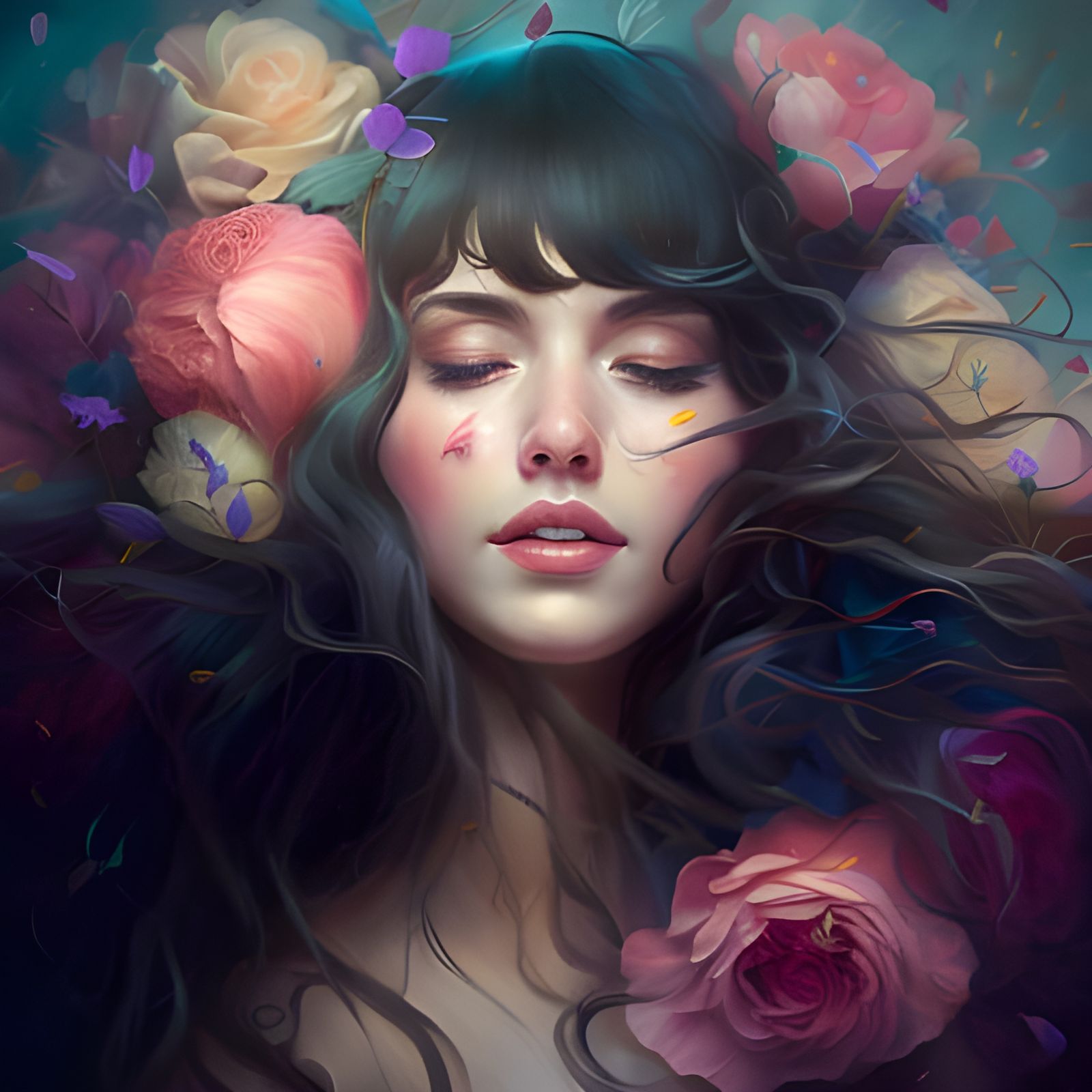 Sleeping Beauty with Roses in Her Hair