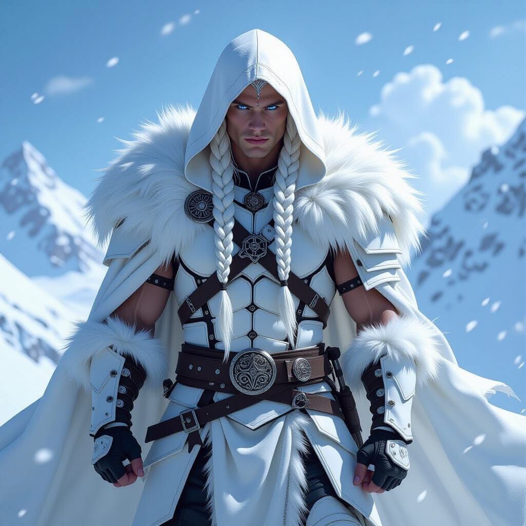 Albino Barbarian Guardian in a Blizzard