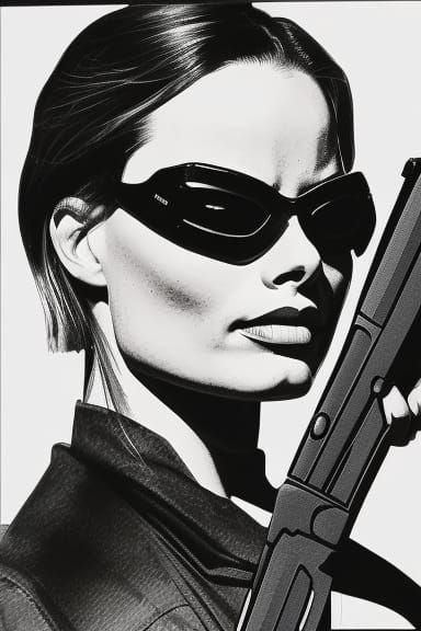 Trinity Inspired Line Art Portrait in Black and White