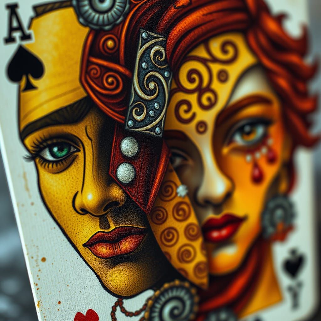 Fantastical Faces on Cards, Digital Matte Painting