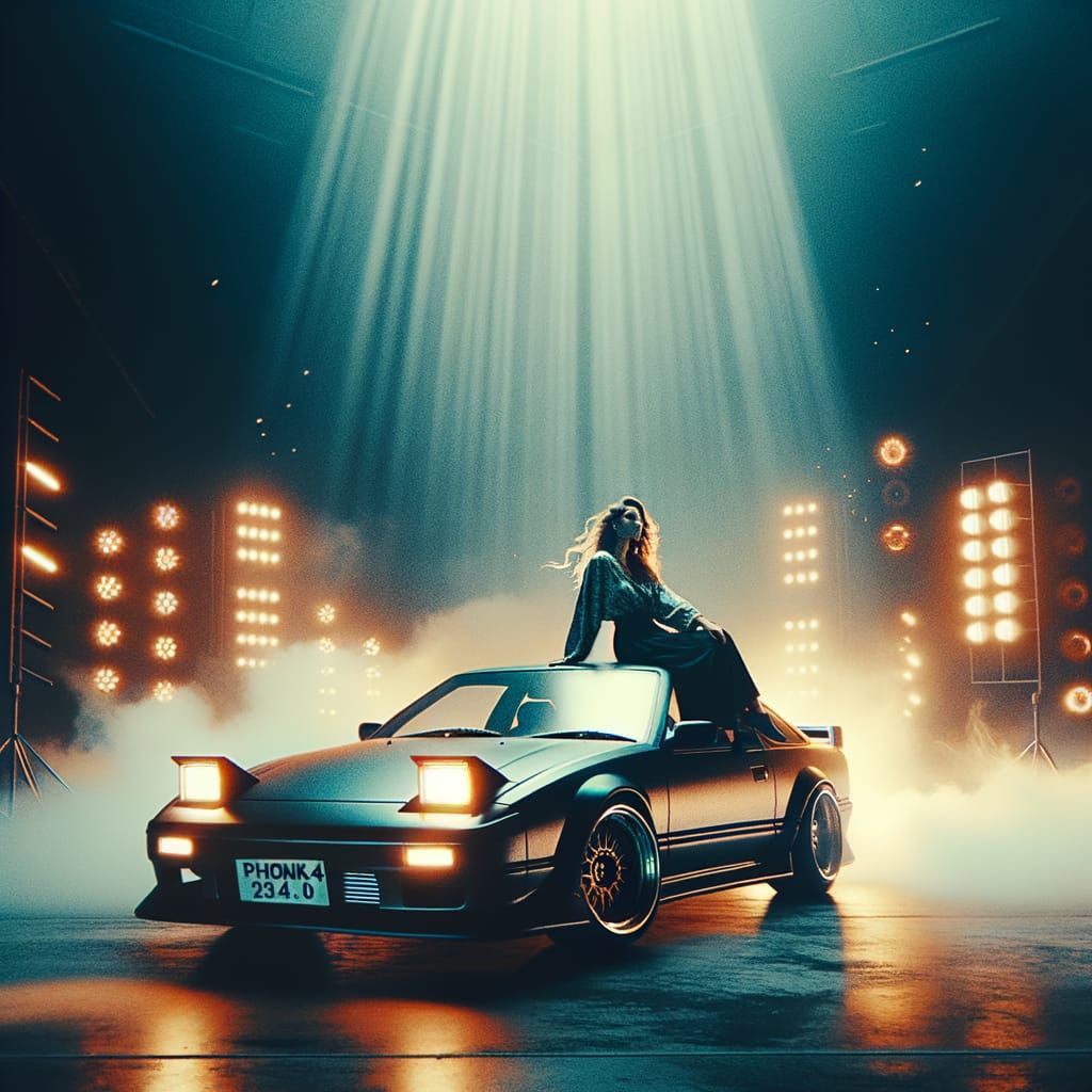 Elegant Drift Racing Car Album Cover Art