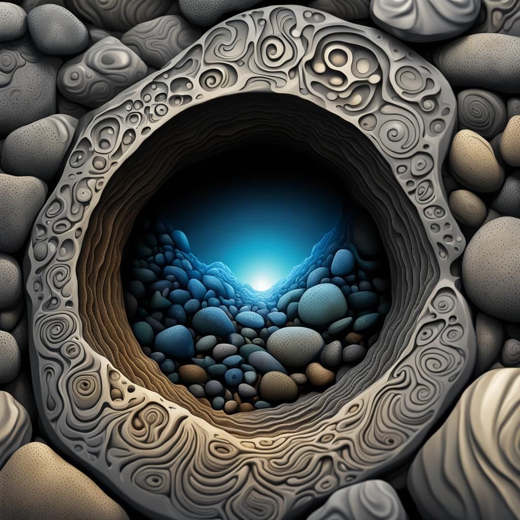 Naturalistic River Rock with Hole, 3D Shading