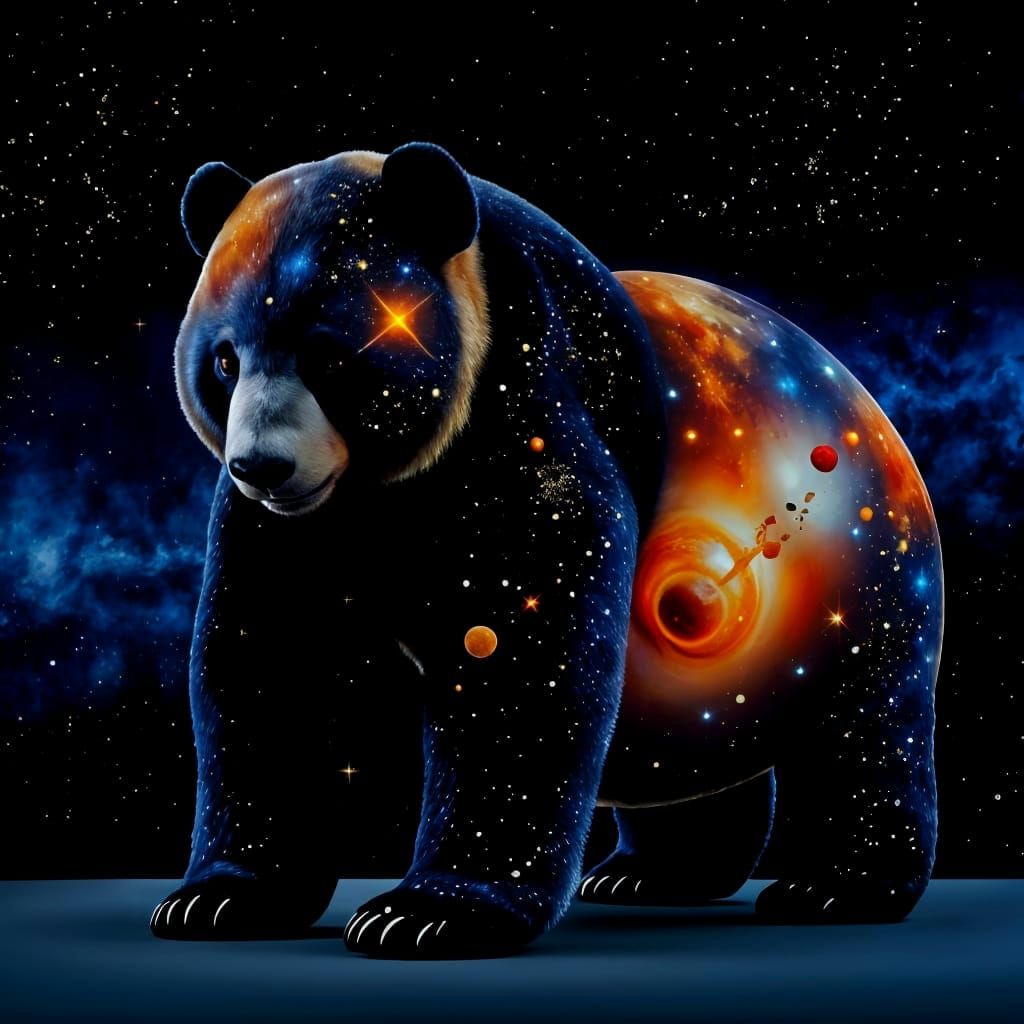 Galactic Panda Bear Made of Stars and Nebula