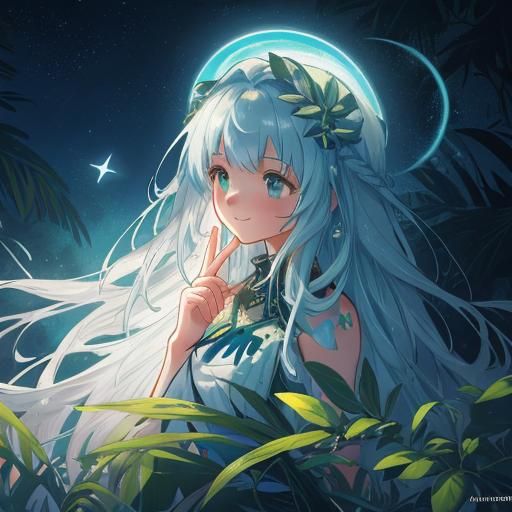 Moonlit Woman on Beach, Fantasy Art