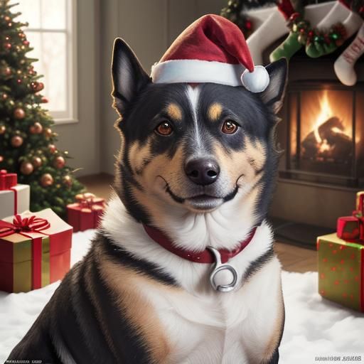 Dog's Christmas Anticipation: A Holiday Portrait