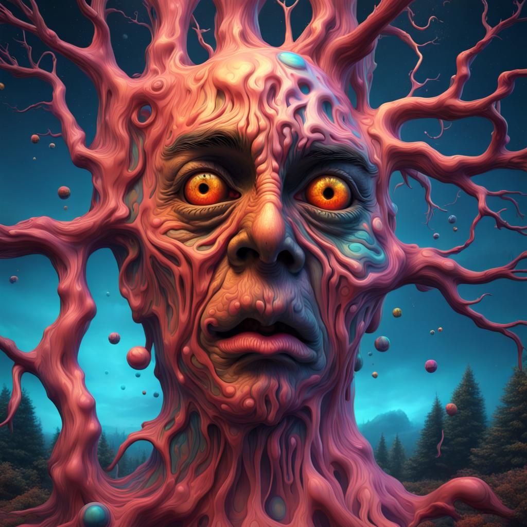 Psychedelic Melting Face: A Fantastical Optical Illusion