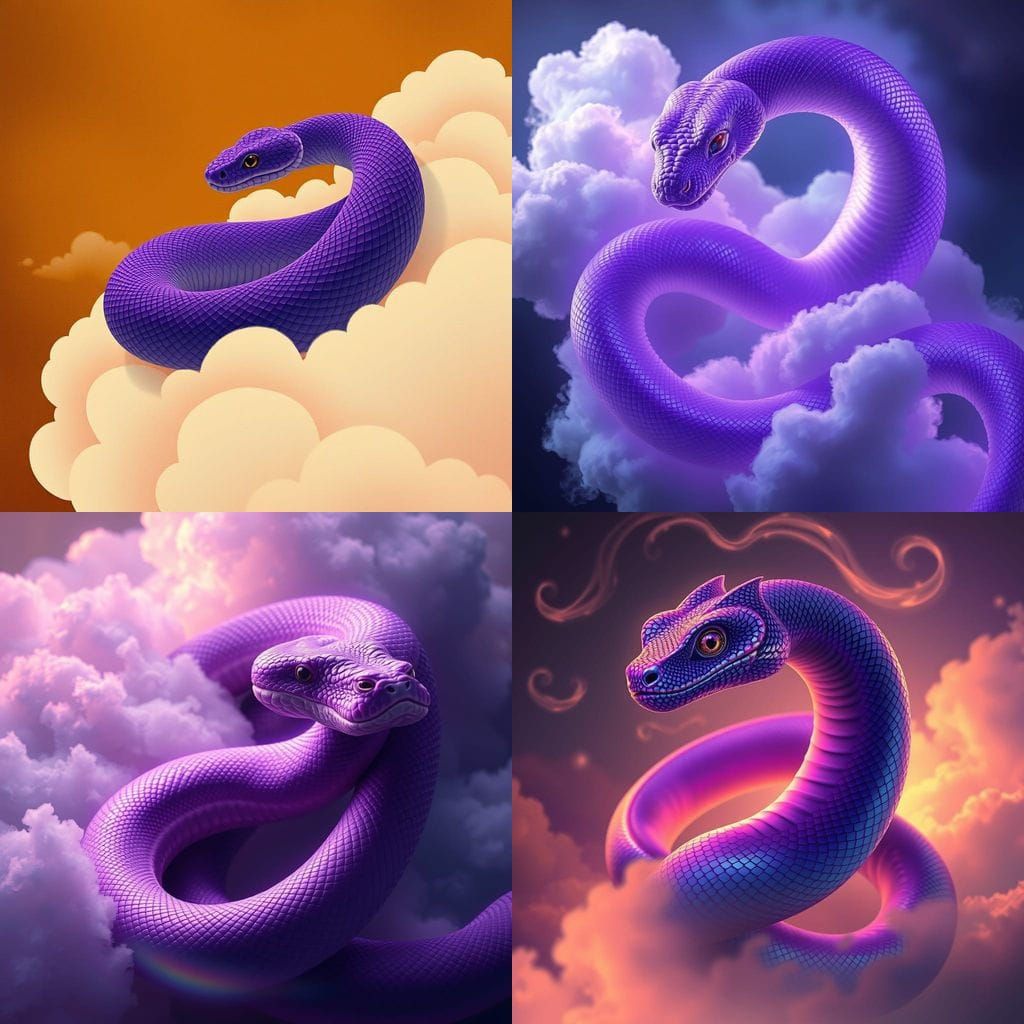 Mystical Snake Weaves Through Traditional Clouds in Hyperrea...