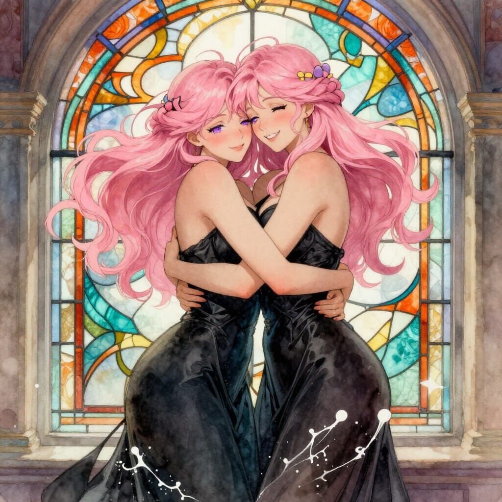 Greek Goddess Offers Hug in Watercolor Style