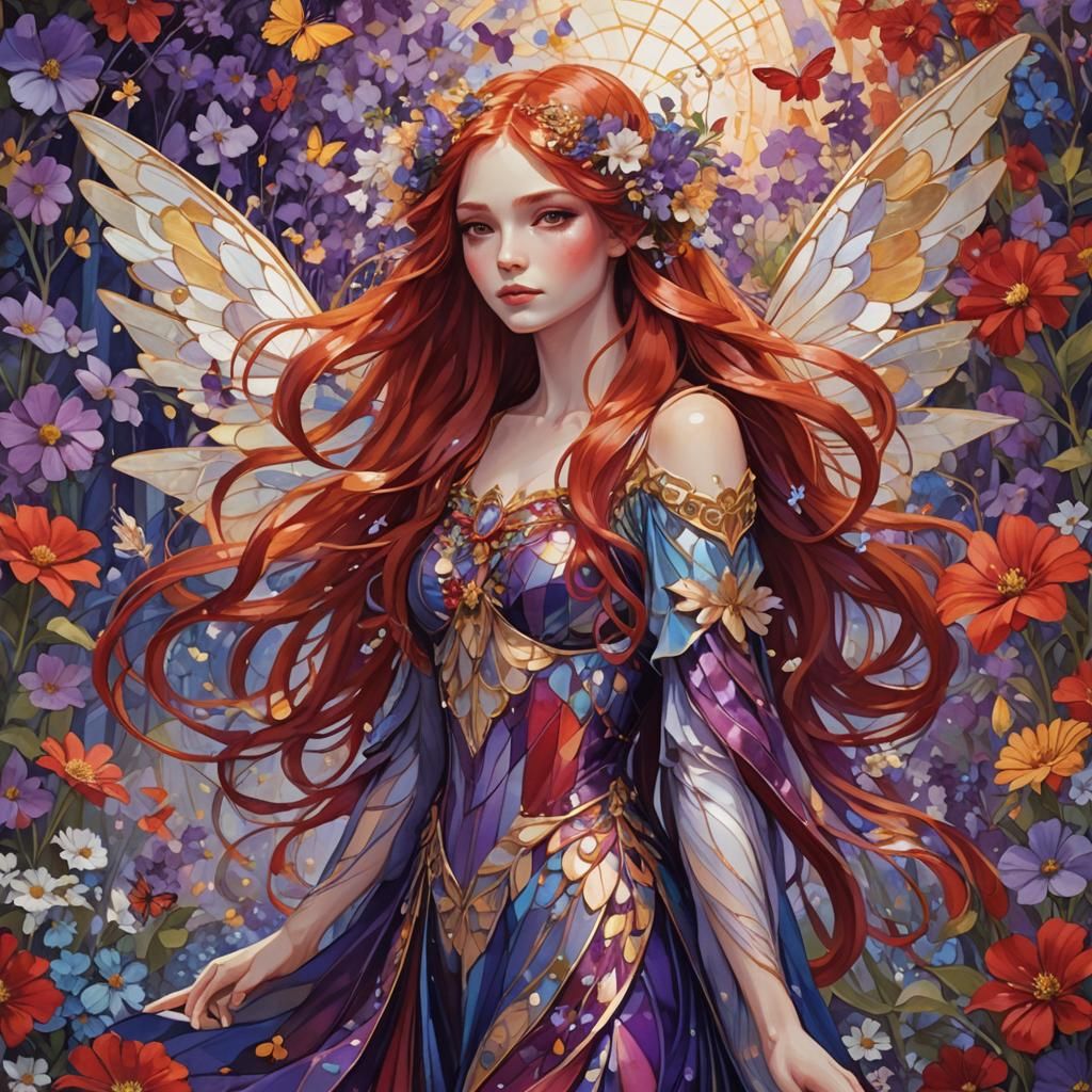 Enchanting Fairy in Dreamlike Flower Garden