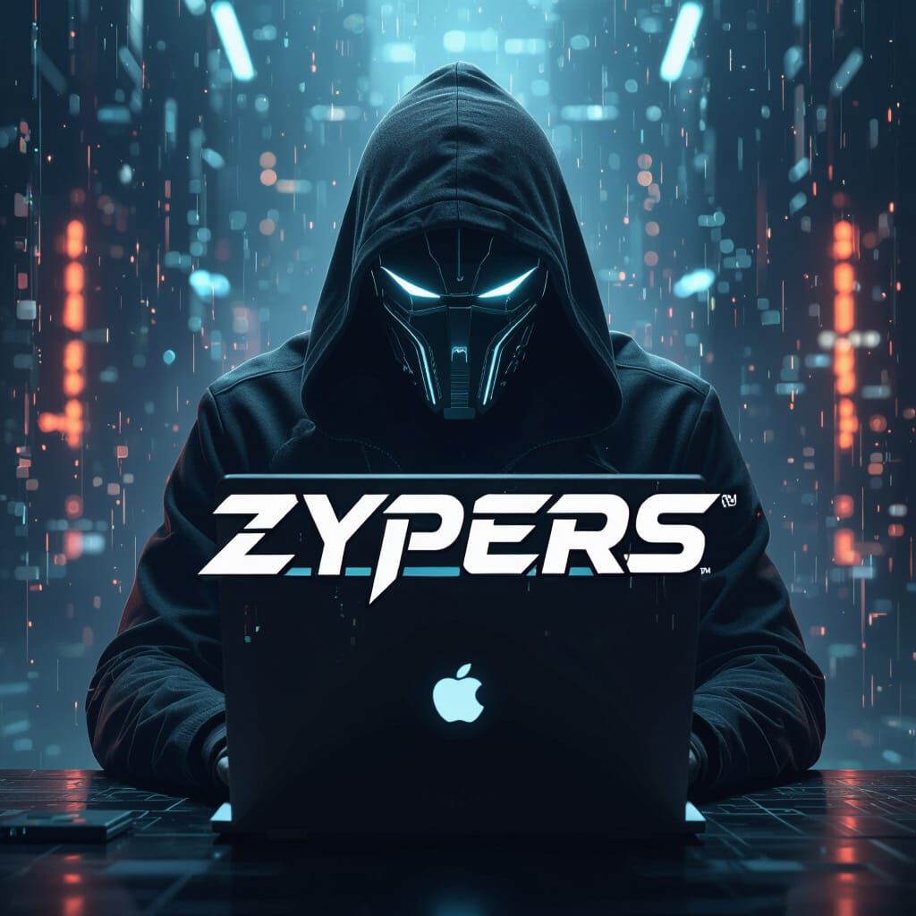Zhypers Logo: Hooded Figure in Cyberpunk Style
