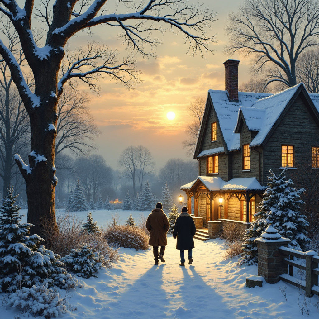 Idyllic Christmas Countryside in Luminist Style