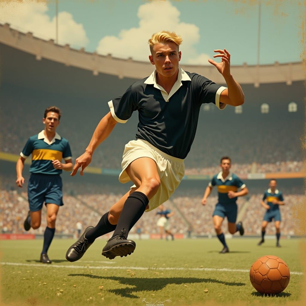 Vintage Soccer Star Scores in Classic 1925 Era Style