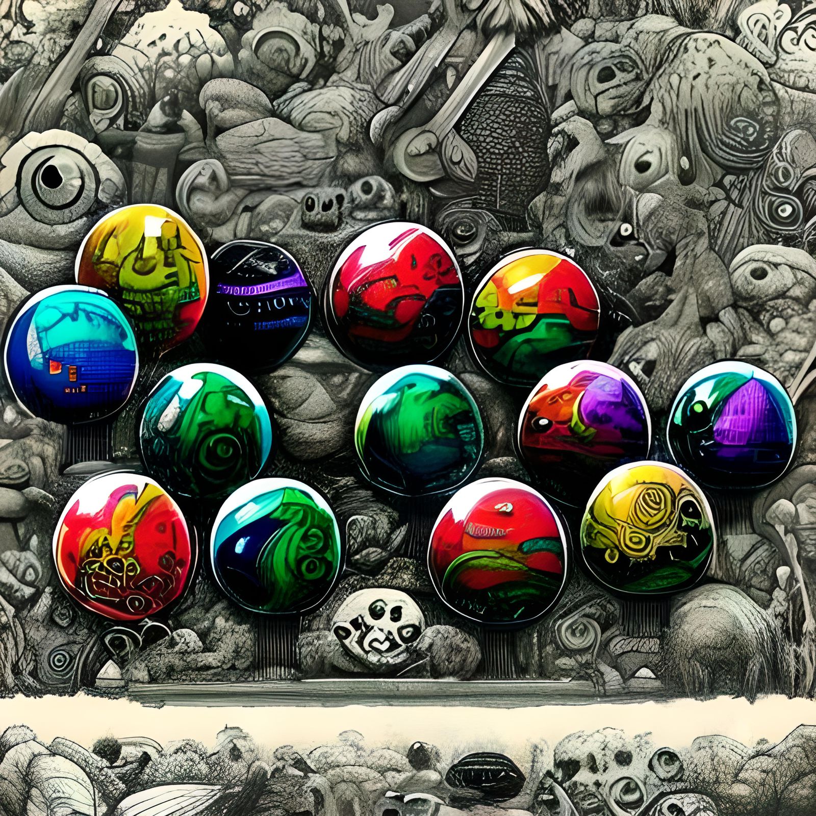 Surreal Tibetan Moonscape in Doodle Style