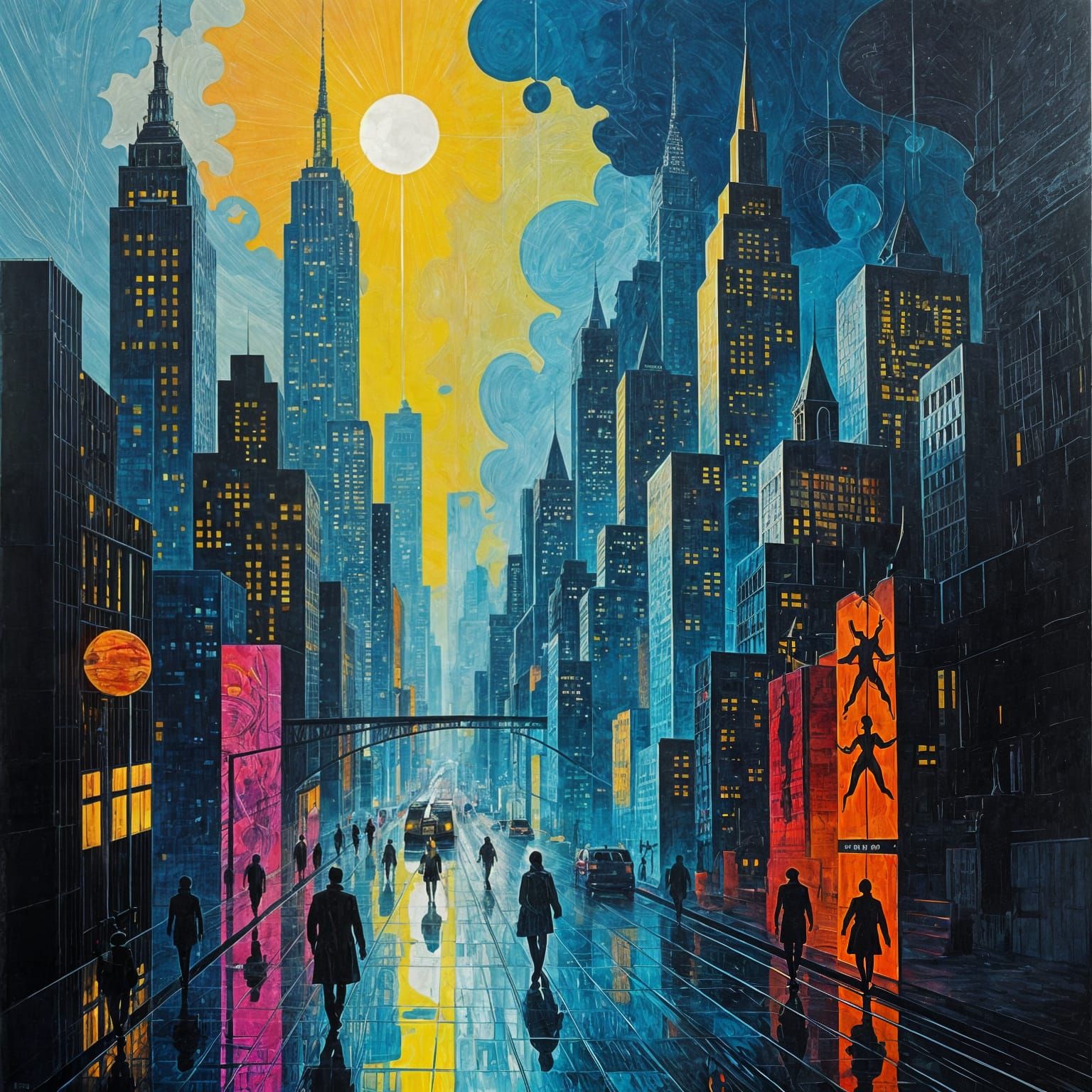 Dürer style Mathematical and cubist art technique melting in...