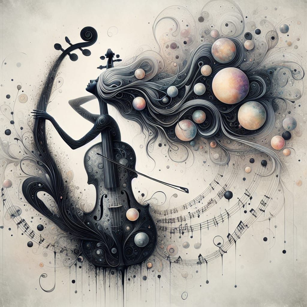 Ethereal Dancer Among Floating Flowers in Whimsical, Dreamli...