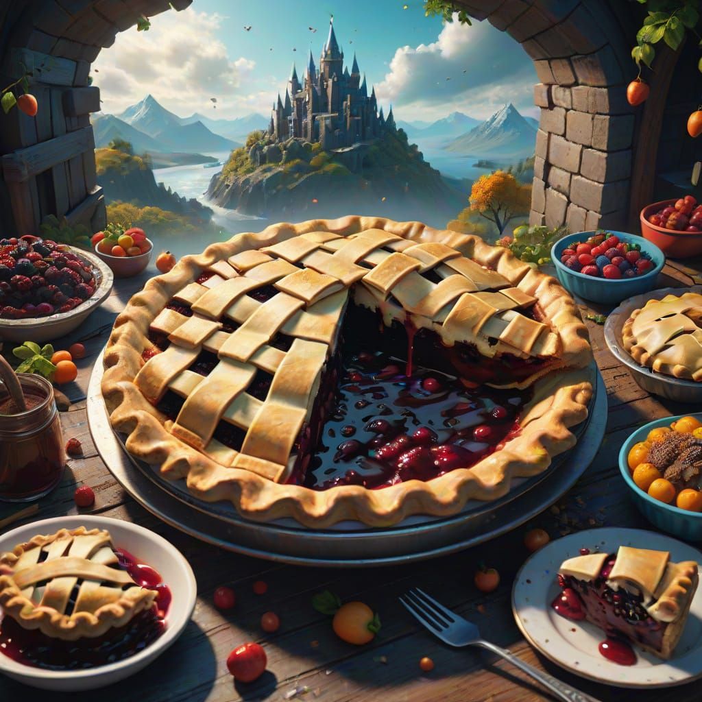 Fantastical Homemade Pie Day in Detailed Matte Painting