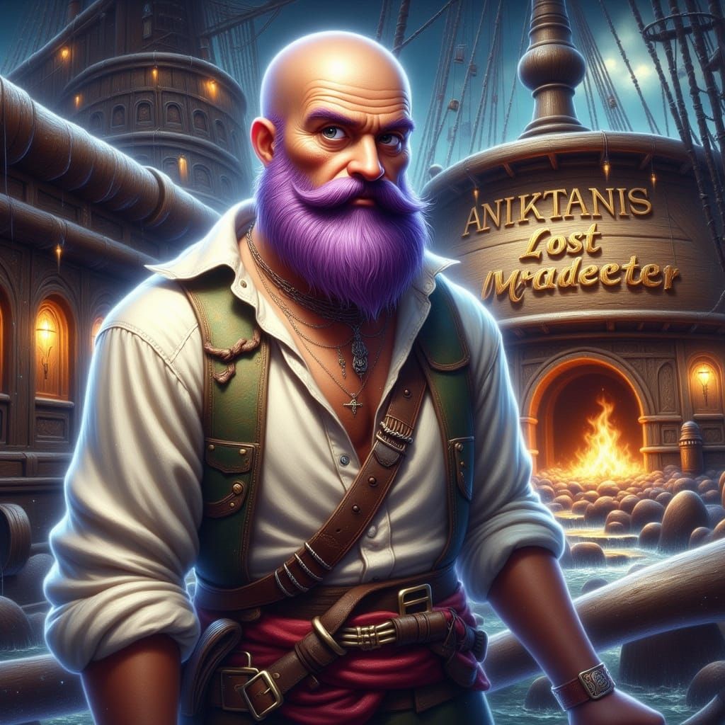 Pirate Captain with Majestic Purple Beard