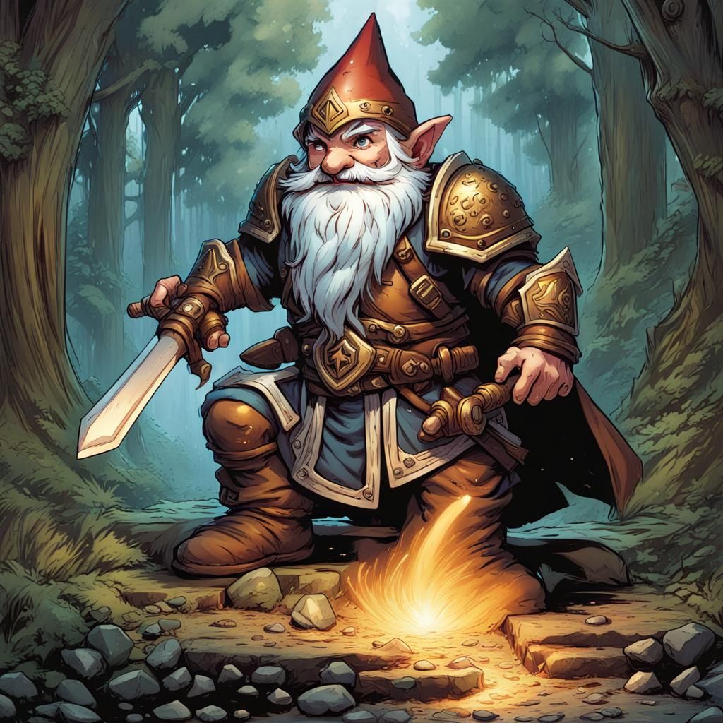 Gnome Paladin in Comic Book Style