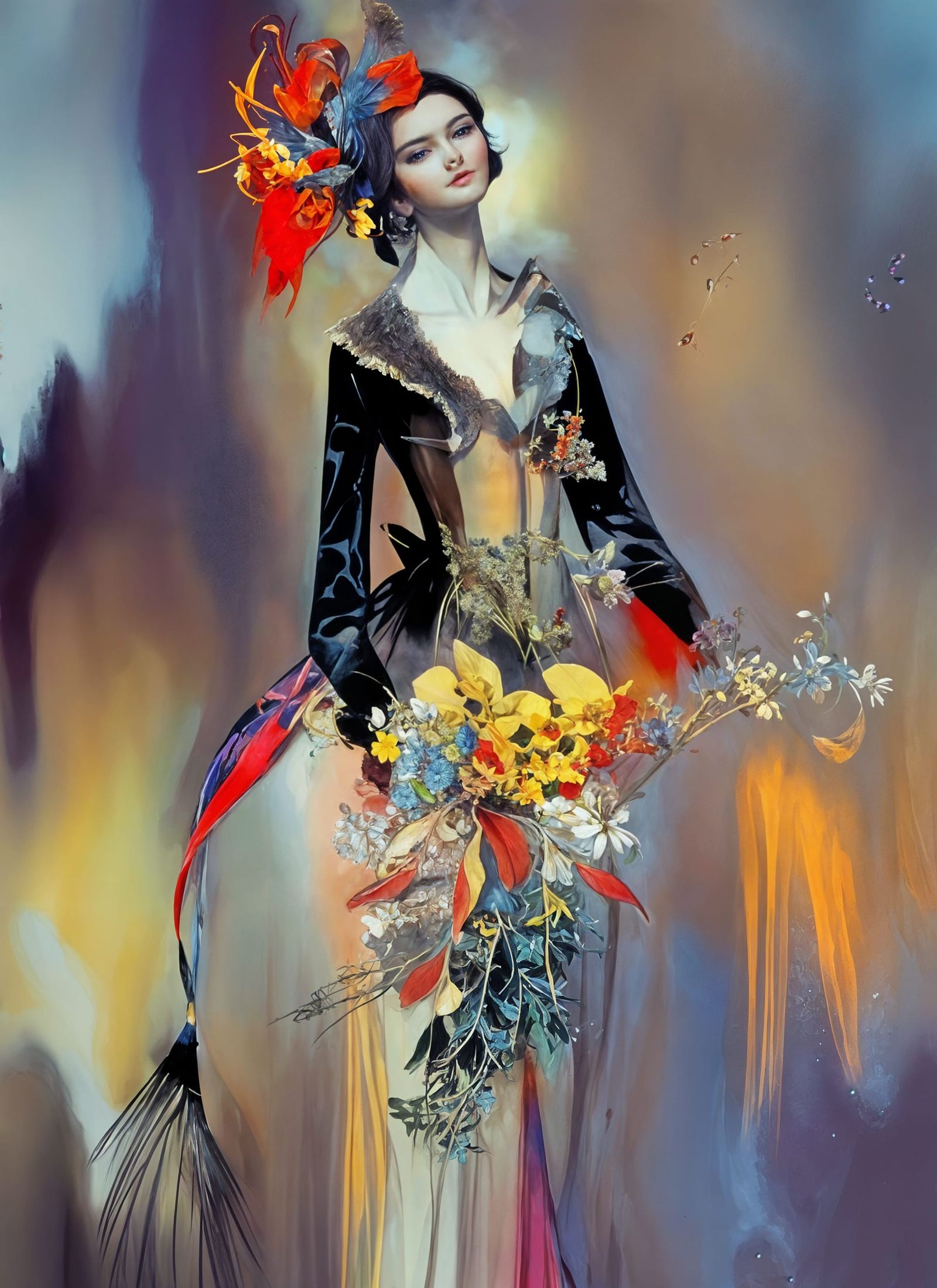 Ethereal Painting: Flowers in a Ralph Steadman Style