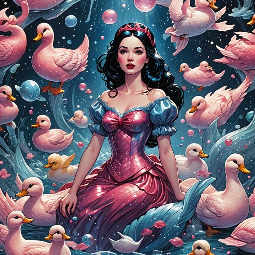 Snow White Space Mermaid Comic Book Art